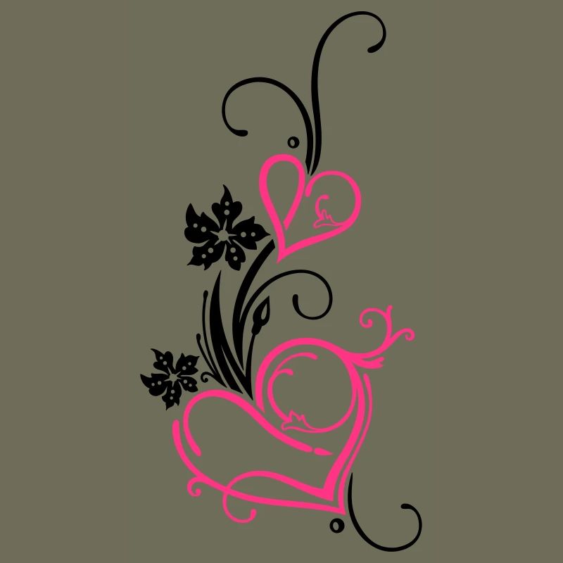 Two hearts with blossoms