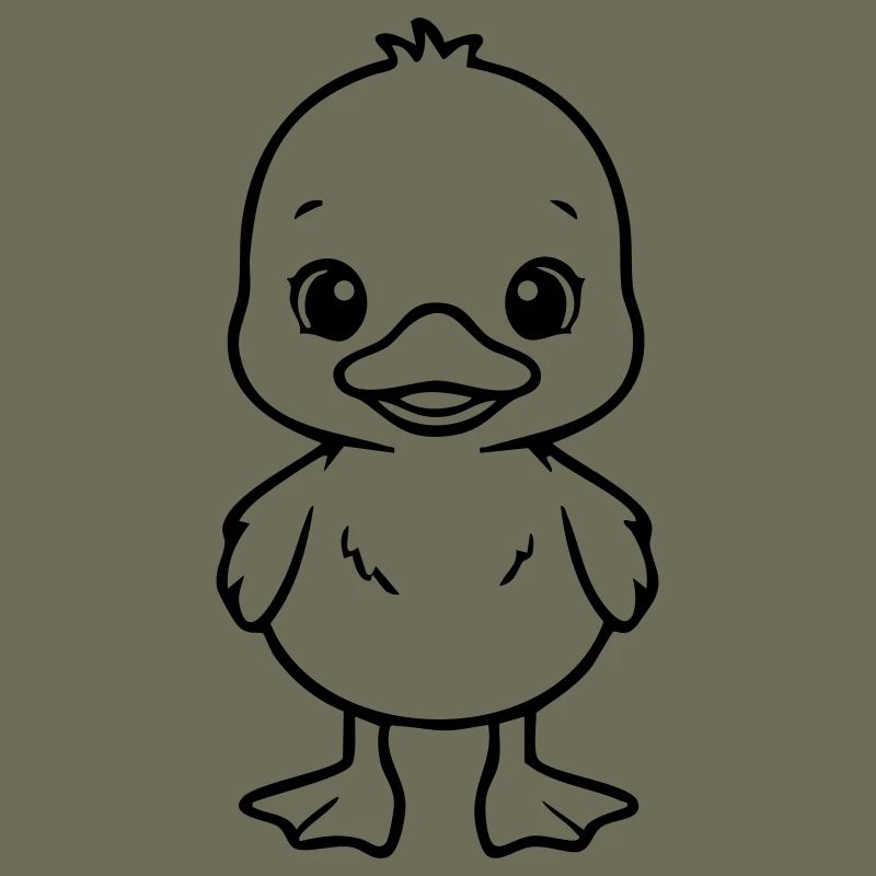 Cute Baby Duck – Black & White Design