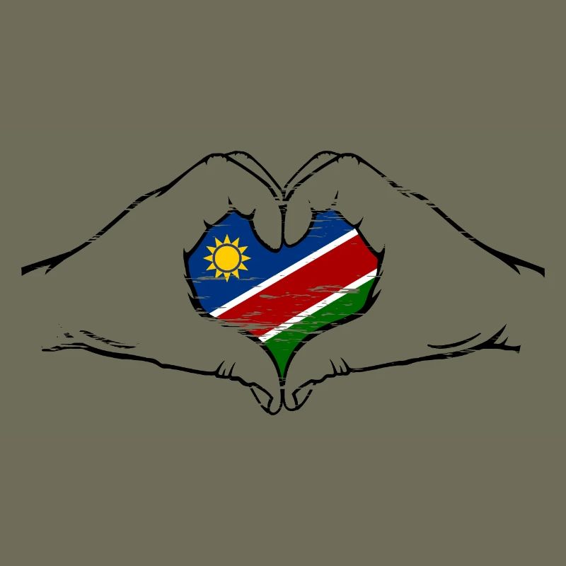 Namibia Flag Heart Shape Used