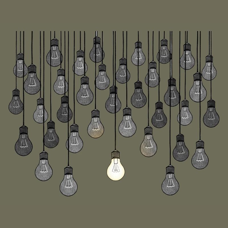 Grey bulb array with unique brightness