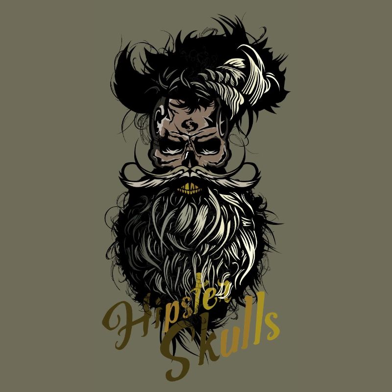 Kopf des Todes Hipster Kran Bart Schnurrbart Schädel b