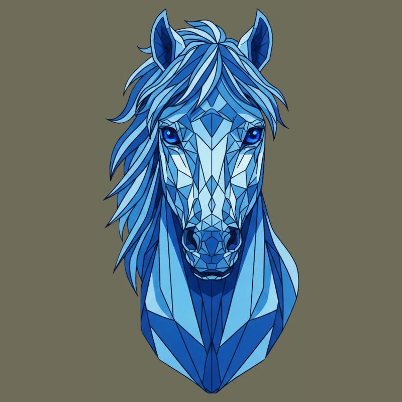 Geometrisches Blaues Pferd