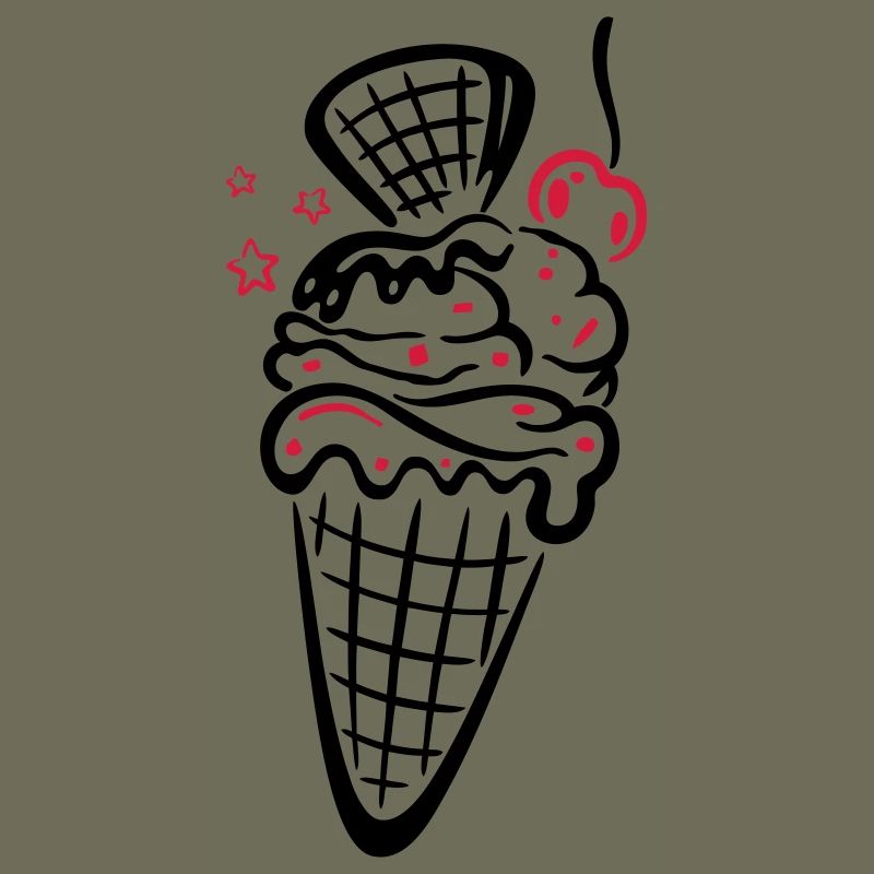 Eis, Eiswaffel mit Kirsche