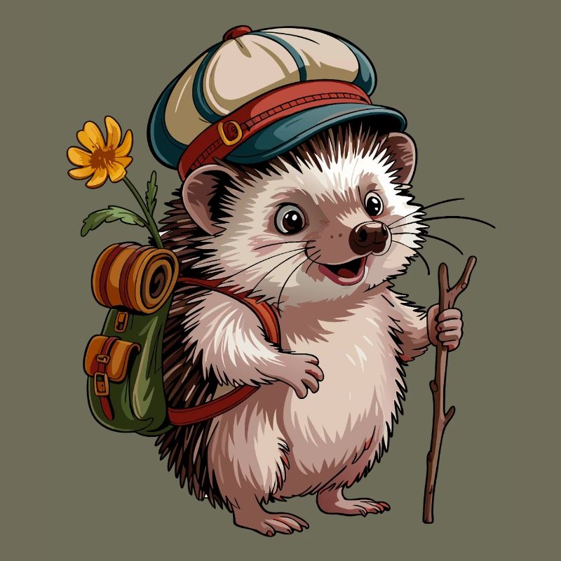 Hedgehog with backpack on the move