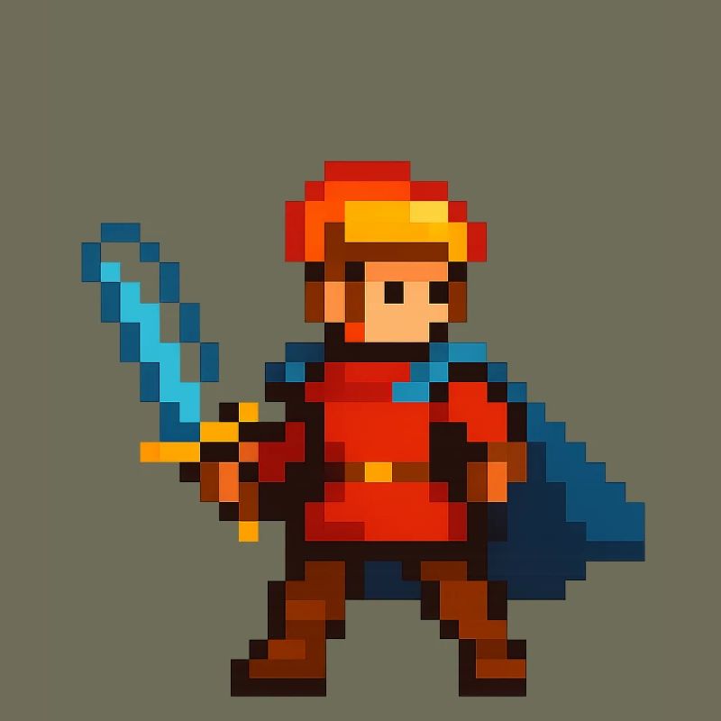 Chevalier Pixel avec épée et cape