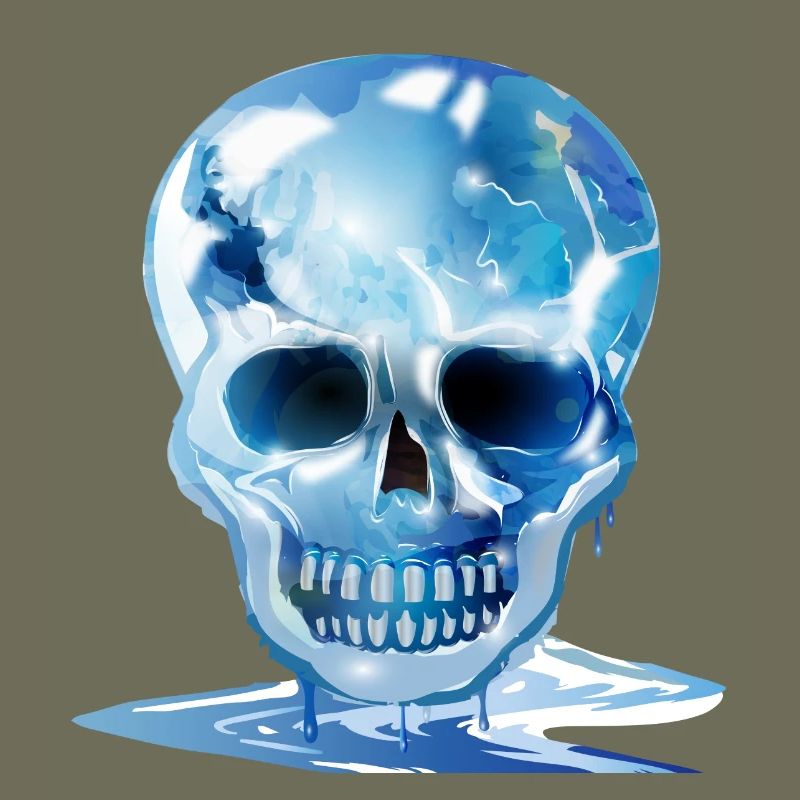 extravagant melting skull in ice colours