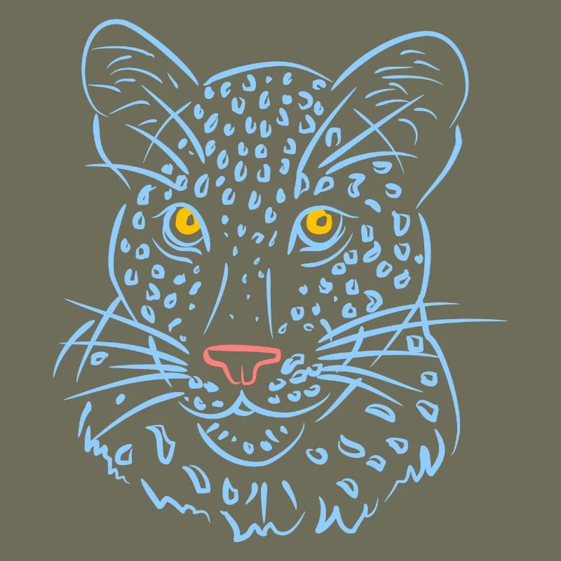 Leopardengesicht mit Blautönen