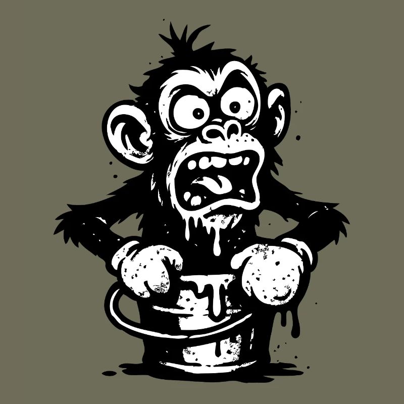 Affe im Eimer | Schockierter Affe mit Tropf-Design