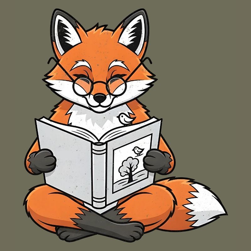 Lesender Fuchs Buchmotiv