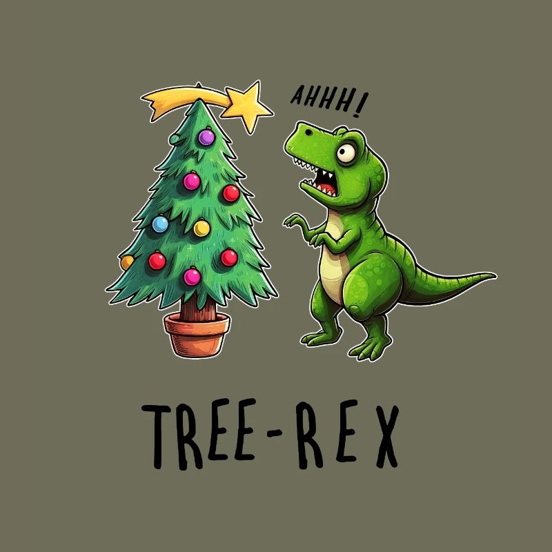 Dino meets Christmas tree