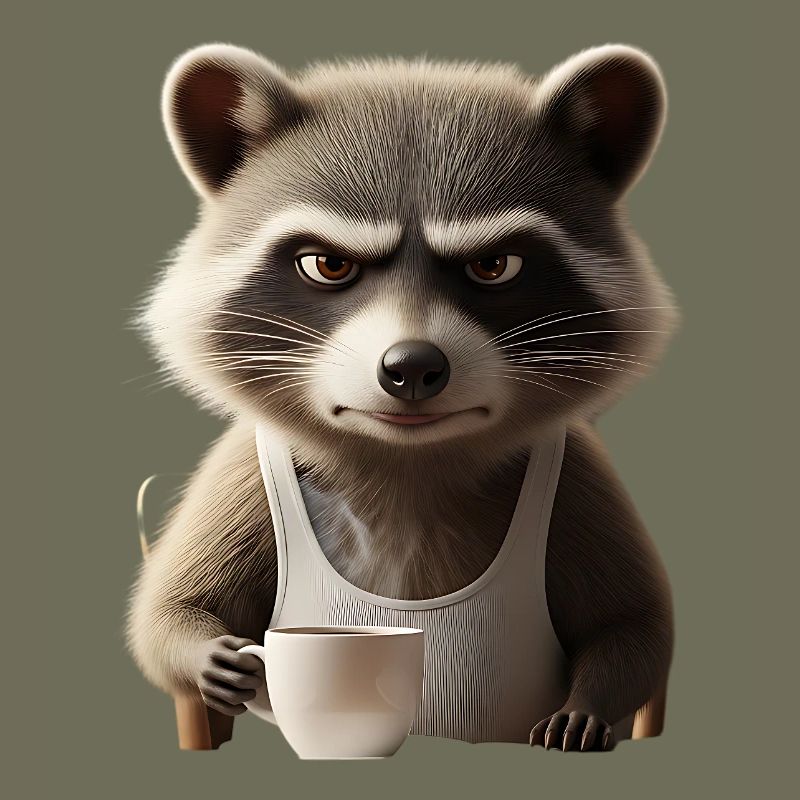 Grumpy Waschbär mit Kaffee – Morgenmuffel Design