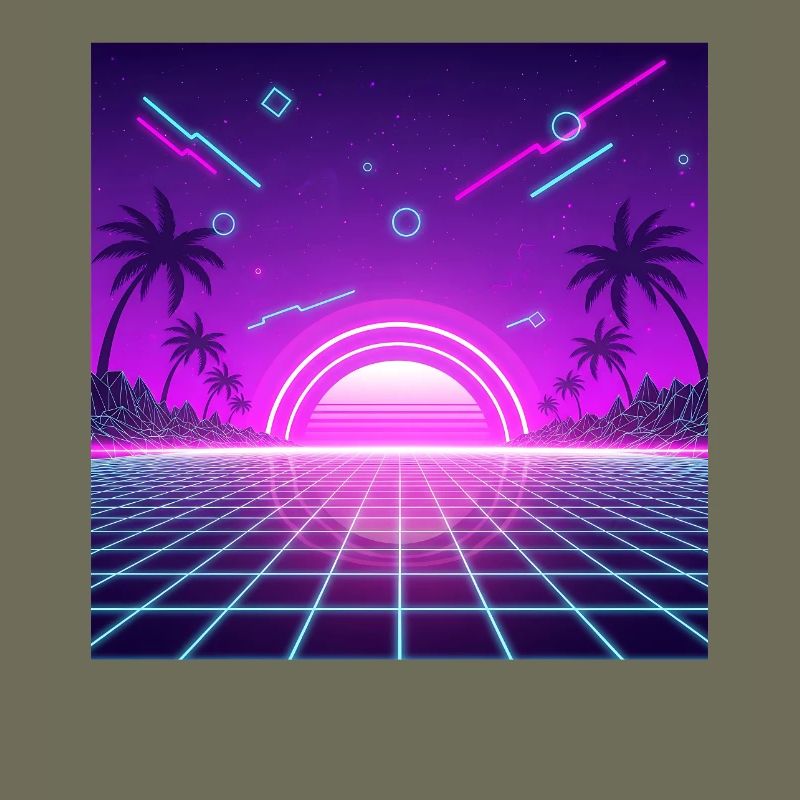 Neon Retro Sunset Grid