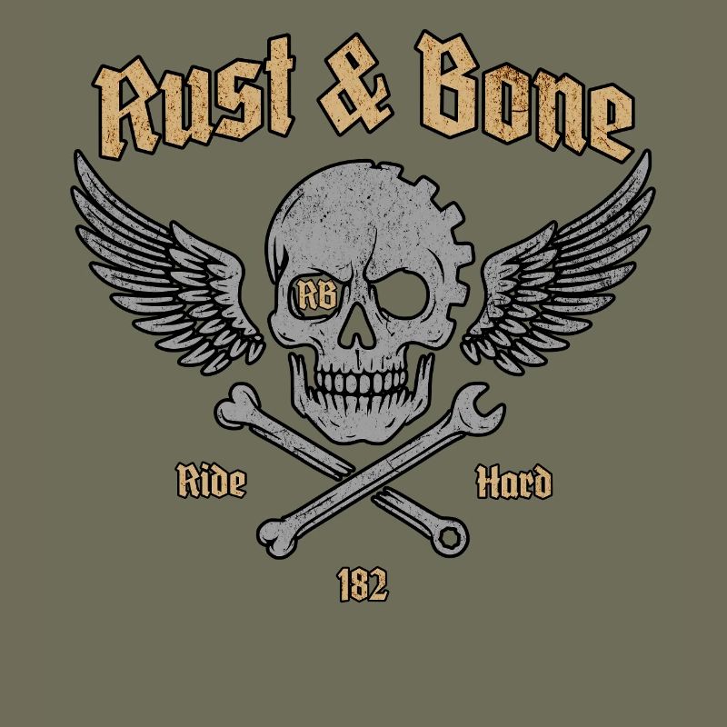 Rust Bone Motorrad Skull Wing Design