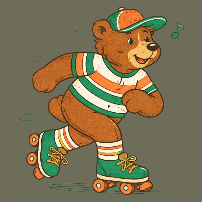 Retro Bär auf Rollschuhen