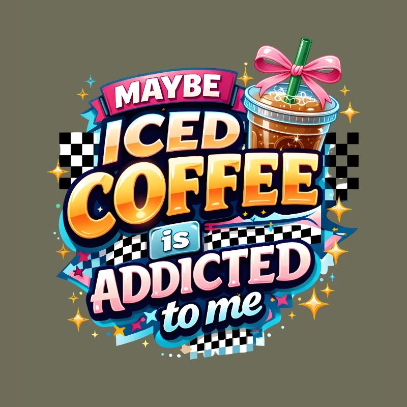 Iced Coffee Addicted Spruch Kaffeetrinker Kaffee