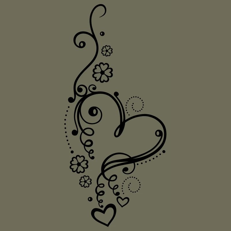 Coeur aux petits coeurs et aux fleurs