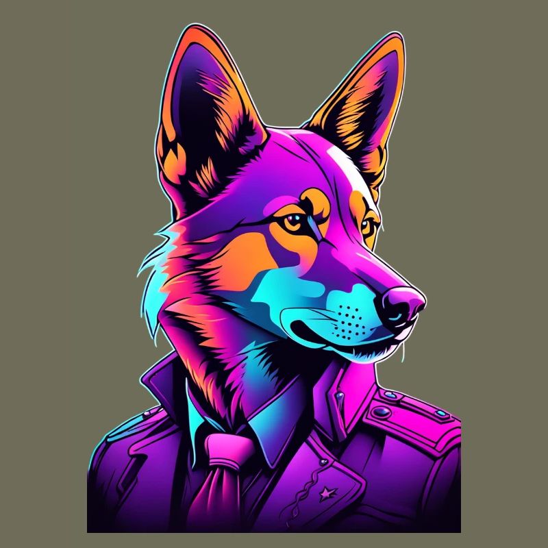 Neon-Wolf im Cyberpunk-Stil