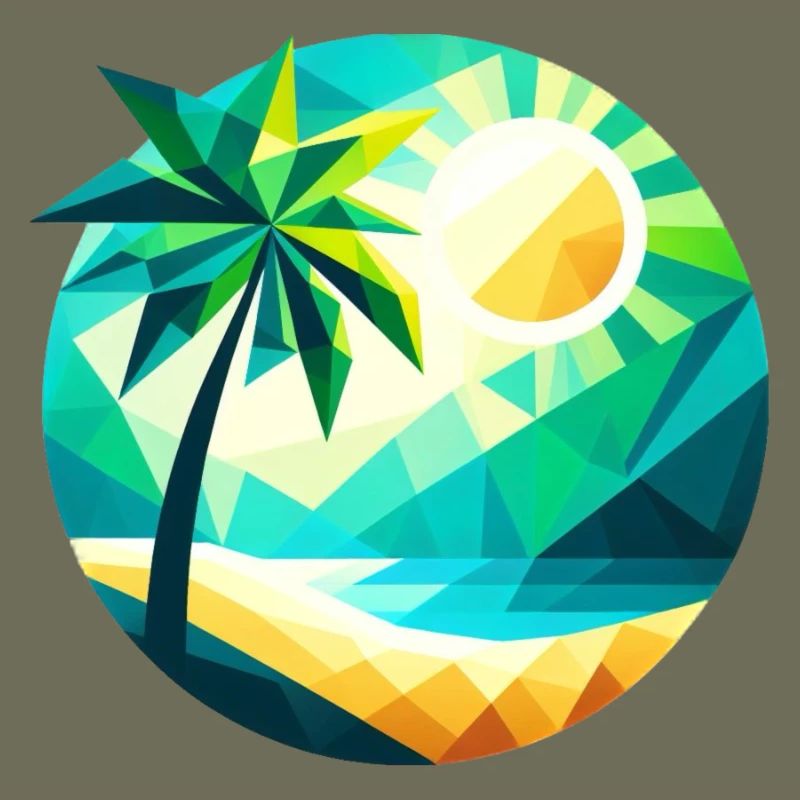 Palme in einer Bucht im Polygon-Stil