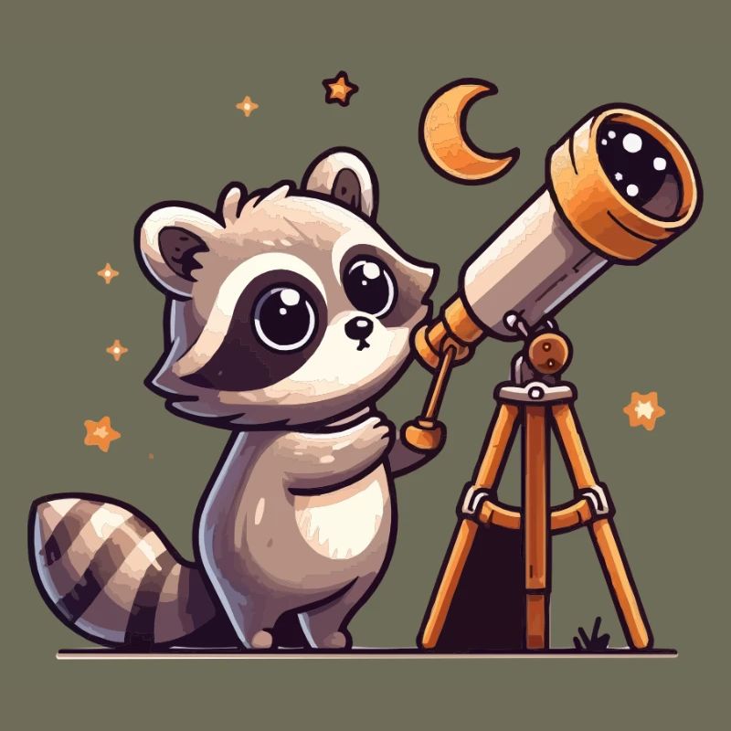 Cuddly raccoon stargazer