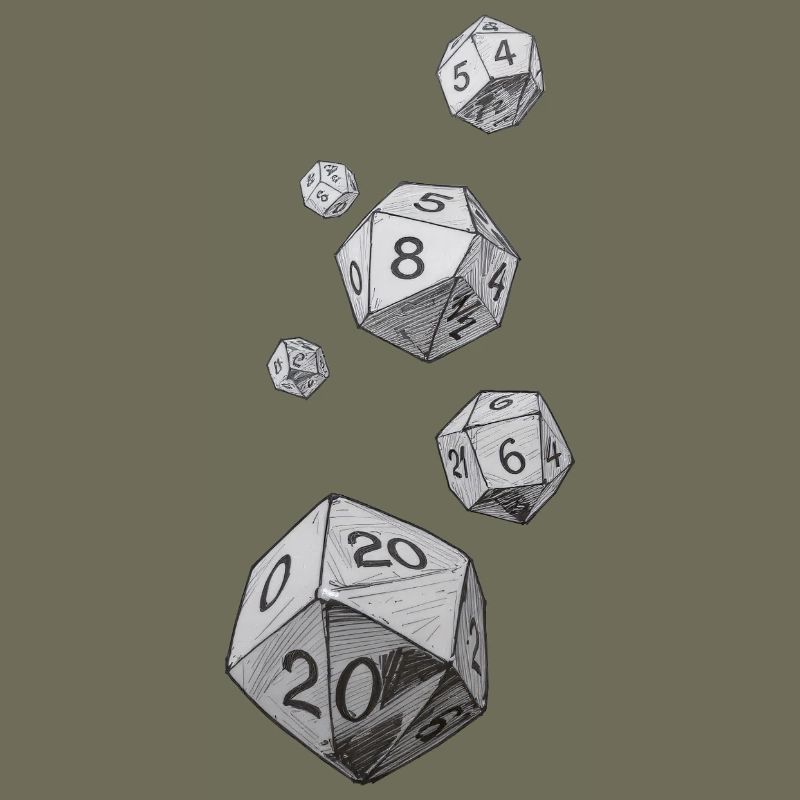 Black and White Role-Playing Dice – Falling Dice