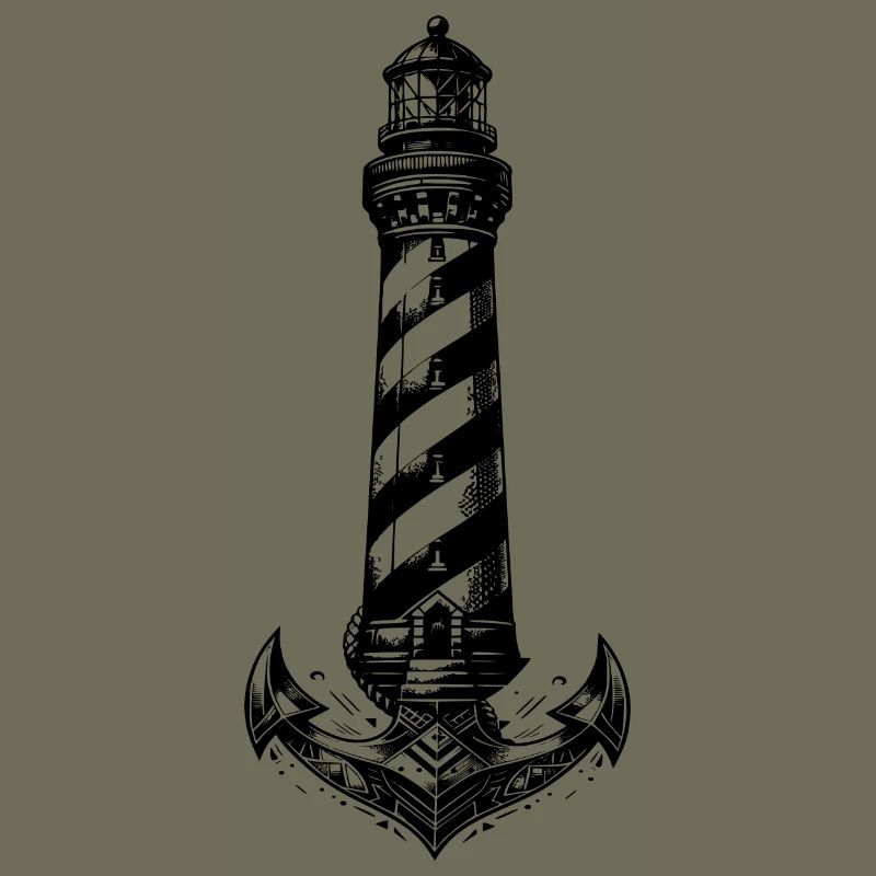 Conception d’ancre de phare côtier à rayures obliques