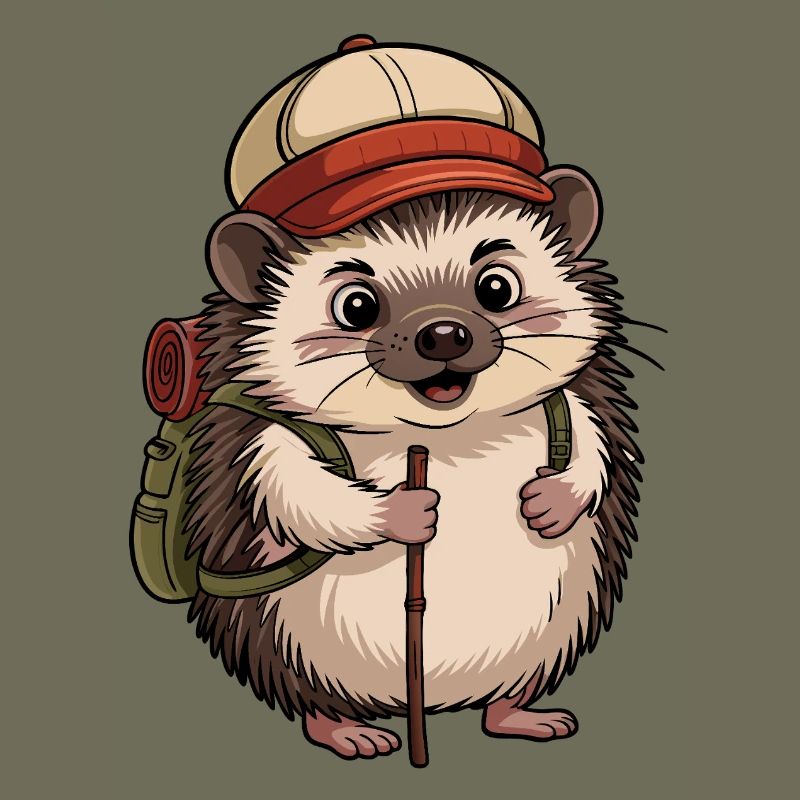 Hedgehog with backpack on the move