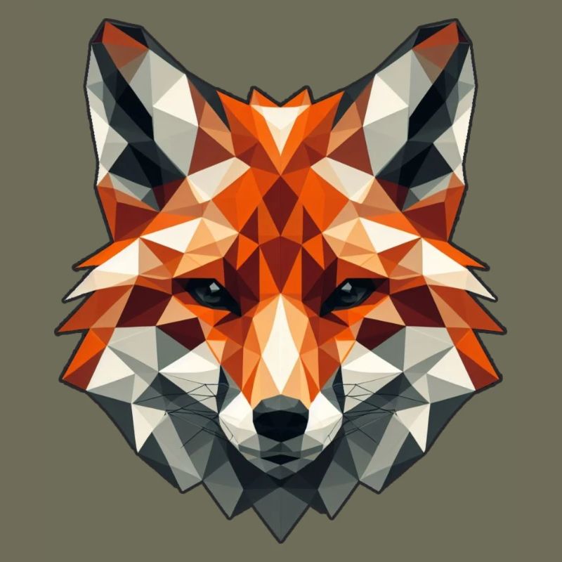 Motif de renard en forme de polygone