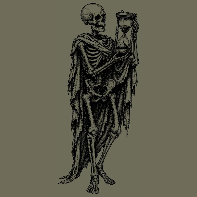 Skeleton with Hourglass Gothic Motif