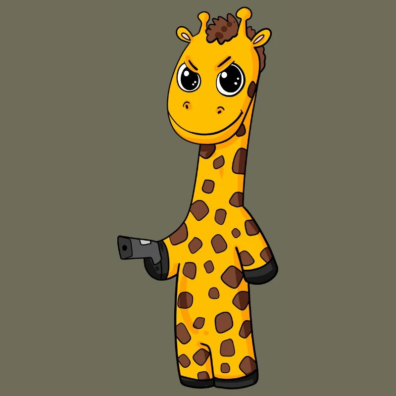 Giraffe with pistol