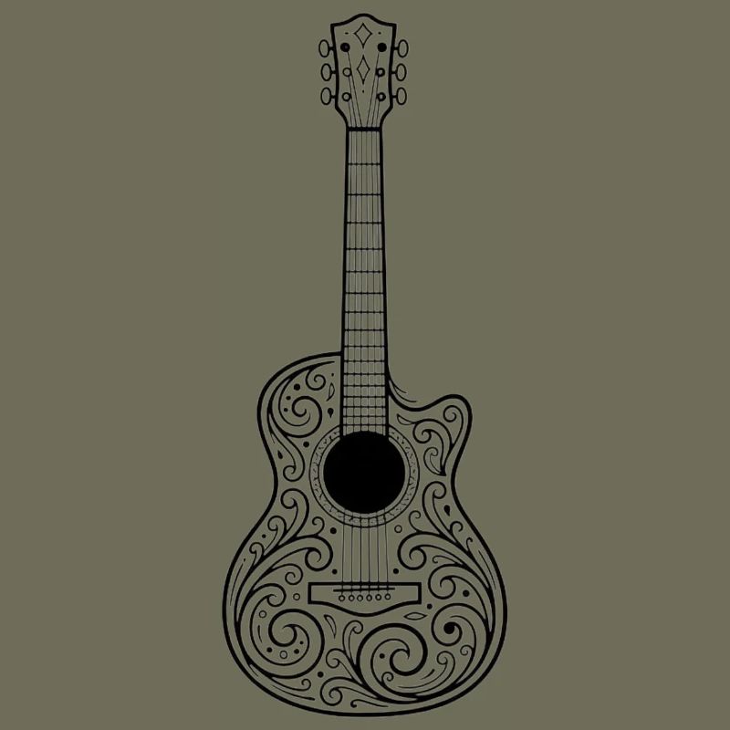 Ornament Guitar Pattern Illustration