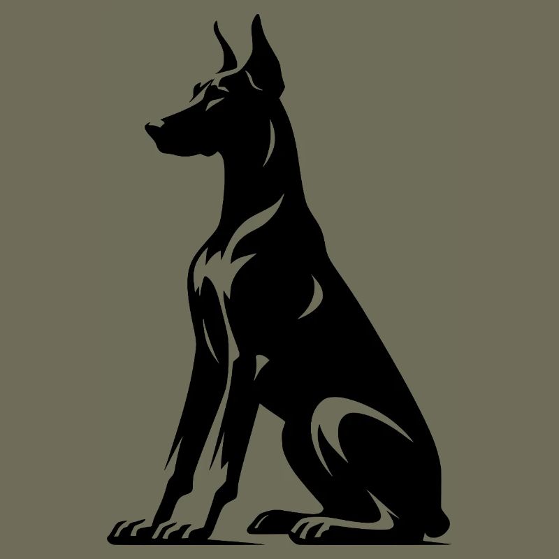Silhouette stylisée de chiens doberman