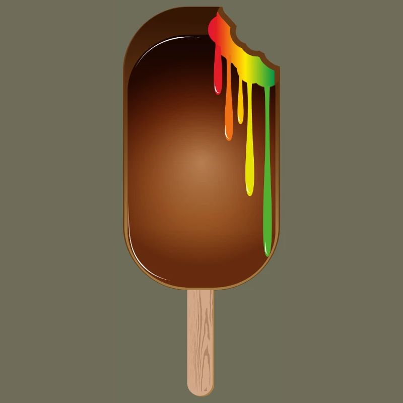 Schokoladen-Eis am Stiel mit Regenbogenfüllung