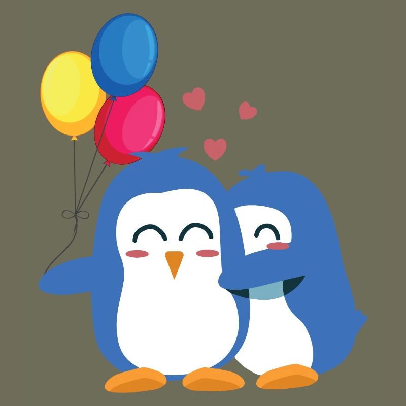 Pinguine mit Luftballons