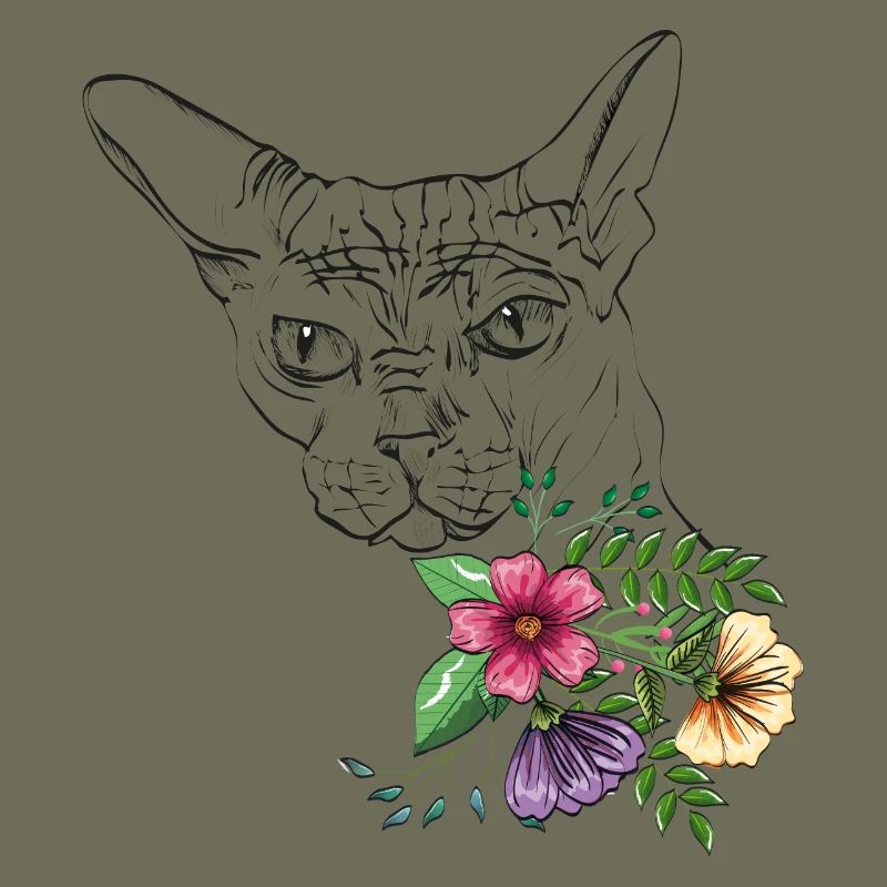 Katze mit Blumen