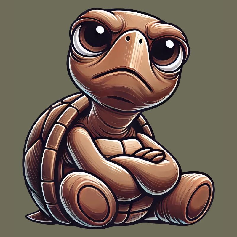 Grumpy cute cartoon turtle funny