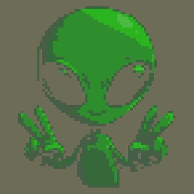 Pixel Alien Friedenszeichen