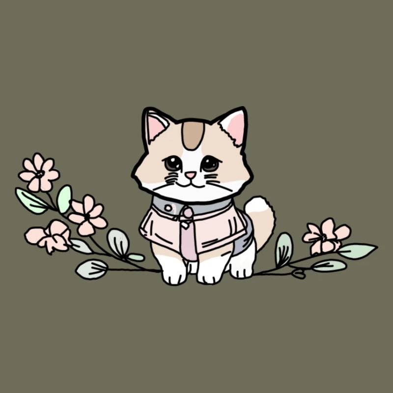 Katze auf Blumenast