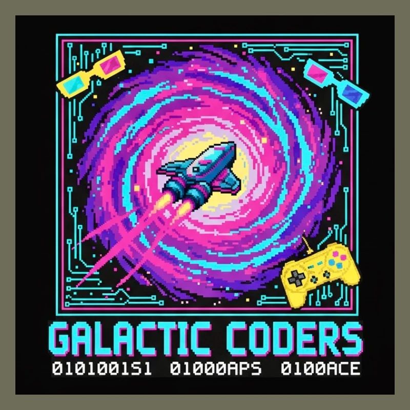 Galactic Coders Neon Pixel