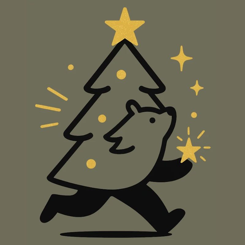 Christmas Wolf and Star Tree