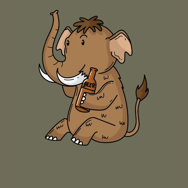 Mammut mit einem Bier