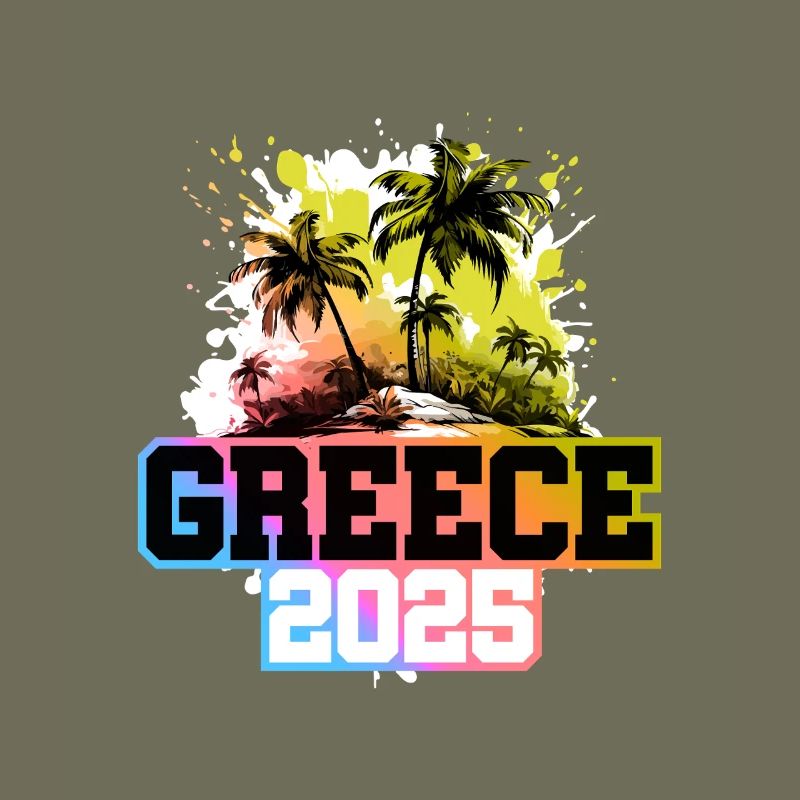 Greece 2025 Palm Trees Multicolored