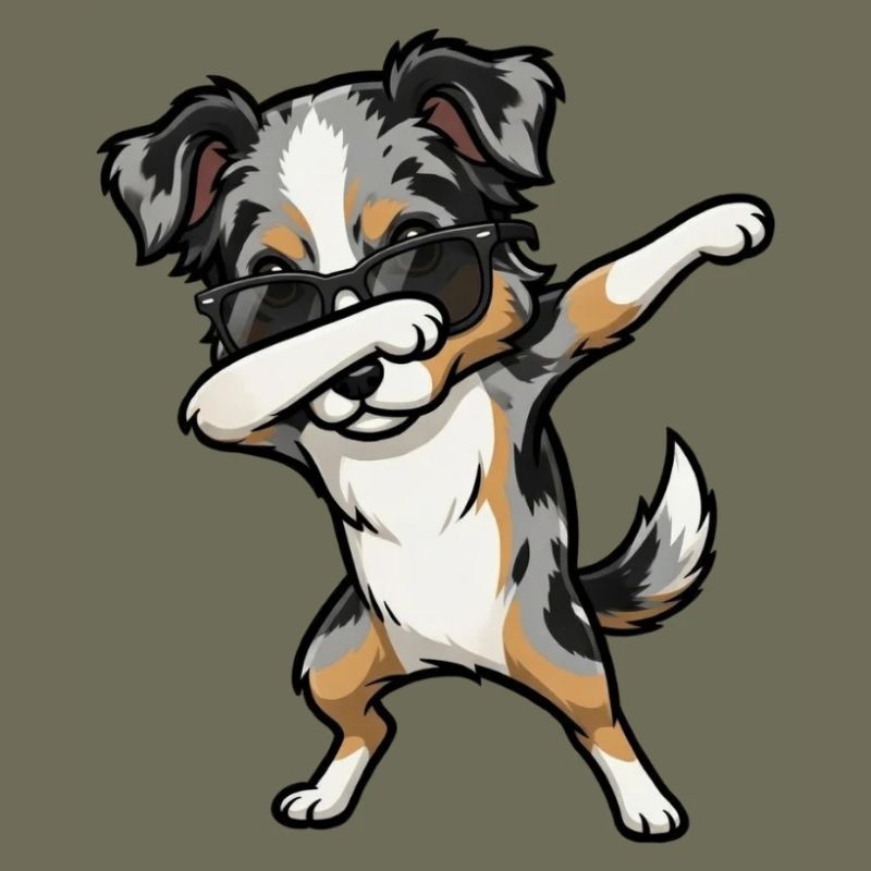 Dabbing Australian Shepherd