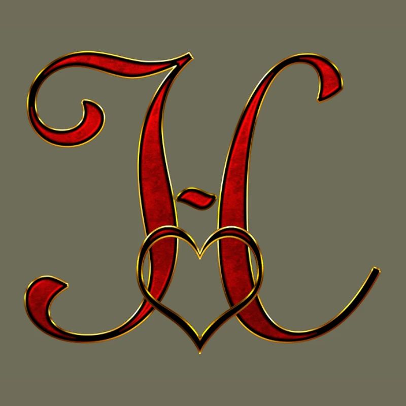 Monogramm H mit Herzrahmen
