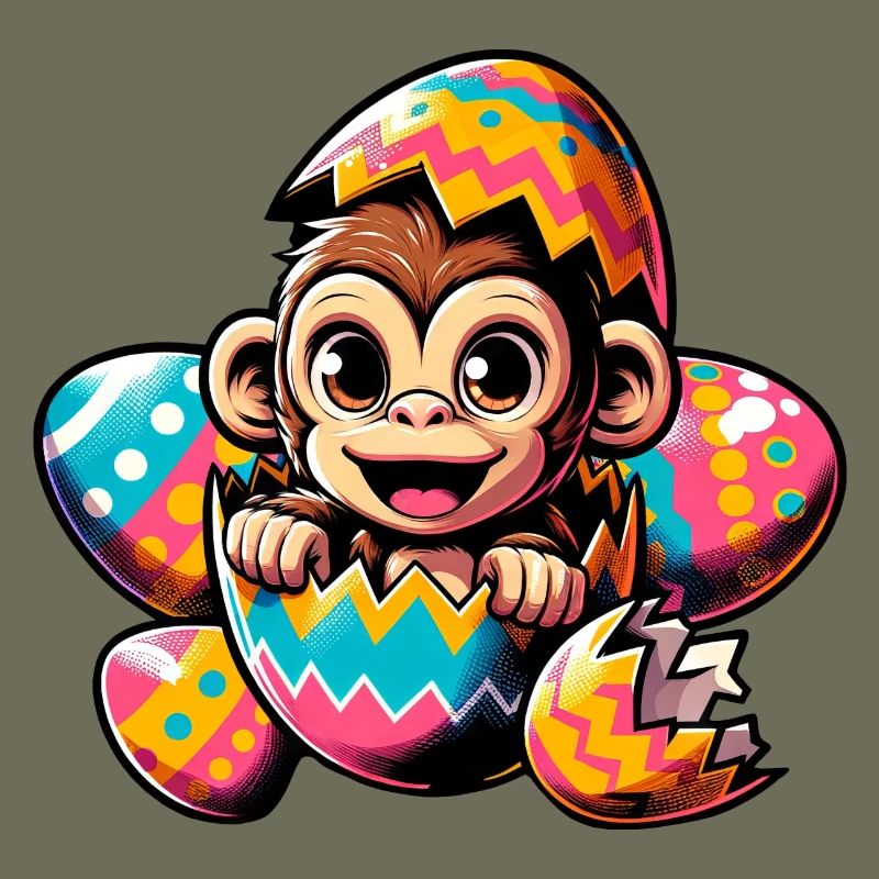 Singe de Pâques éclos conception d’oeuf de Pâques