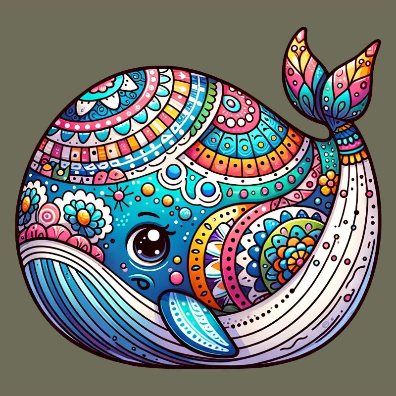 Artistically Painted Whale Hatching from Easter Egg