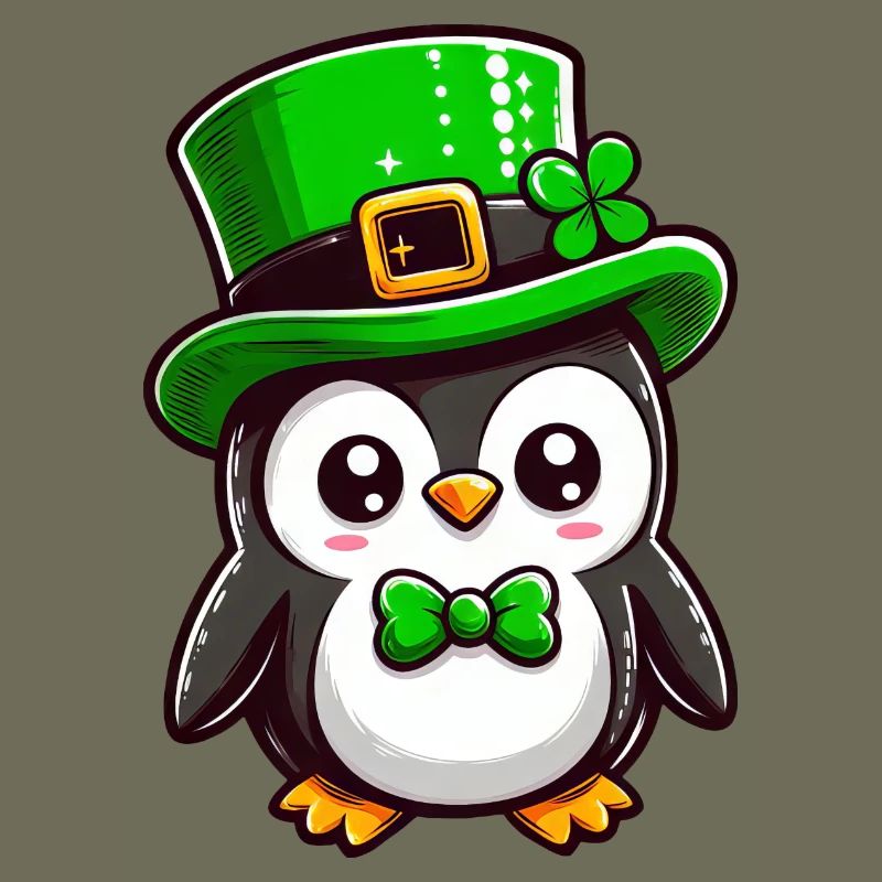 Pingouin de la Saint-Patrick montrant la langue :