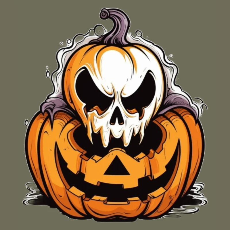 Spooky pumpkin with skull design