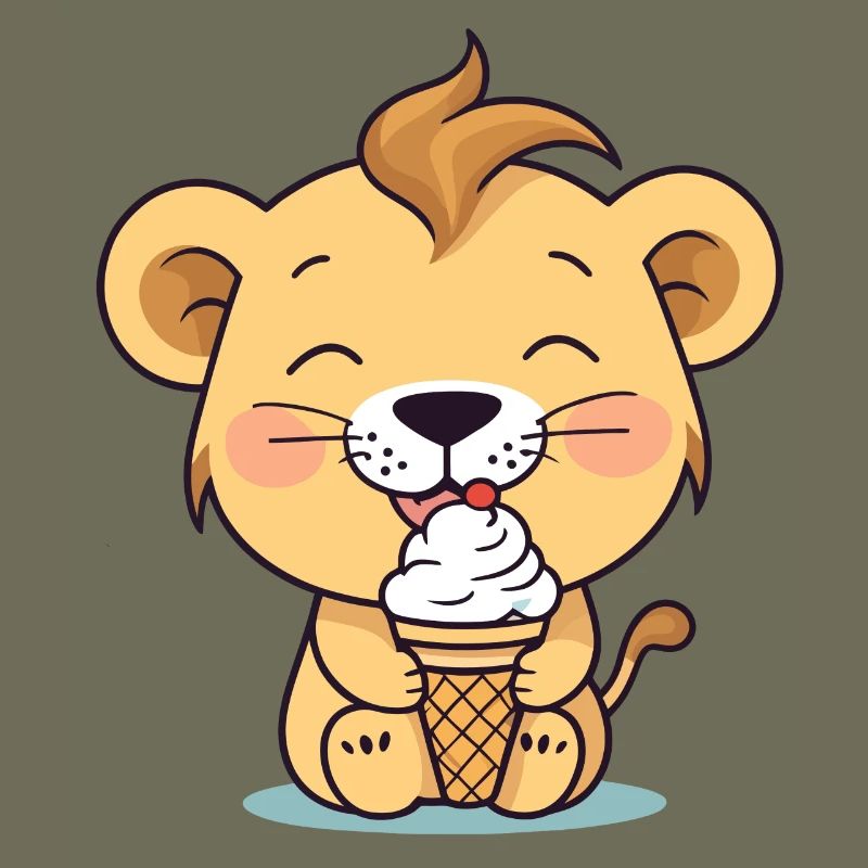 Löwe isst eis
