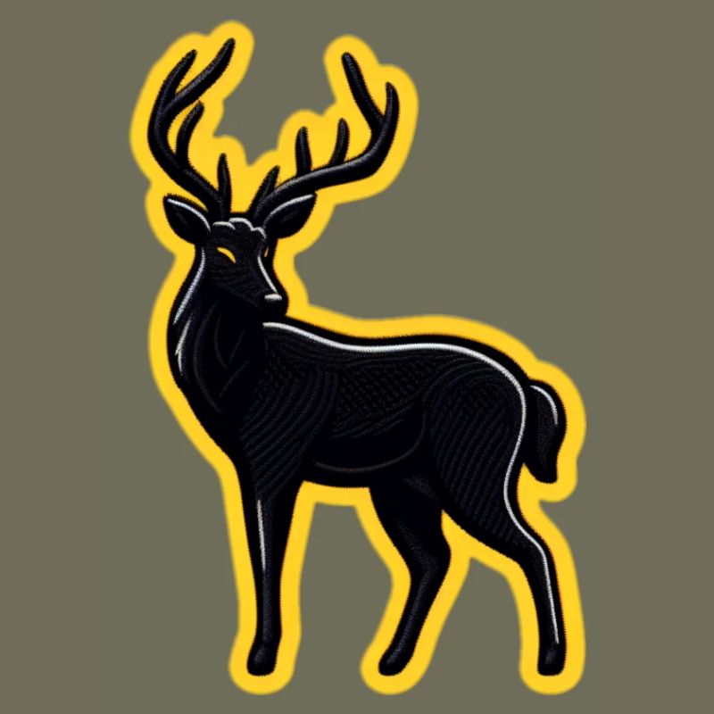 Schwarzer Hirsch mit Neon-Kontur