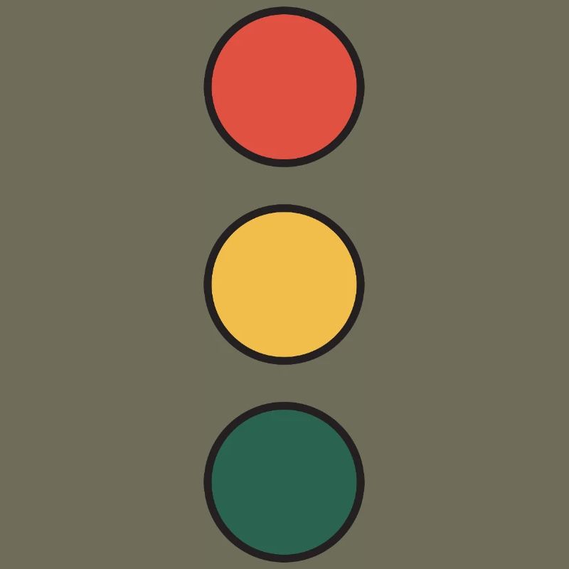 Pile de roues de couleurs : Rouge, jaune, vert